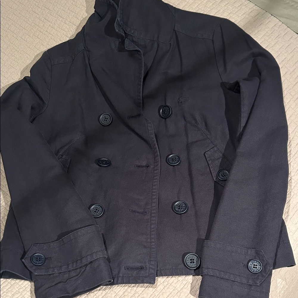 Lacoste Dark Blue Double-Breasted Pea Coat